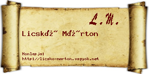 Licskó Márton névjegykártya
